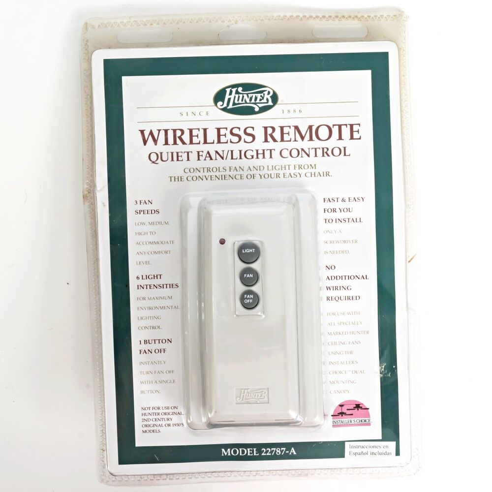 Hunter Wireless Remote 22787-A Fan Light Control 3-Speed 6-Level Dimming NEW